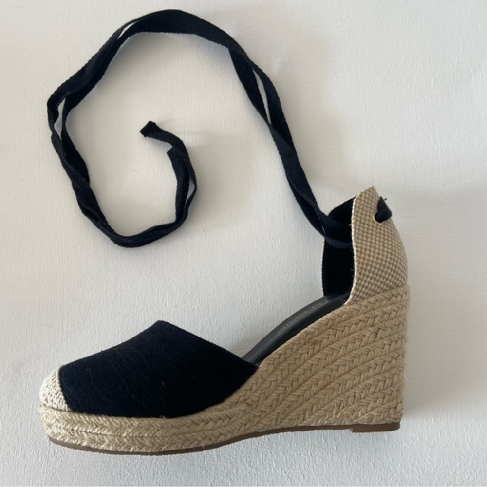 City Chic black and jute Espedrille wedges with black ribbon ties Size 39/8 - Picture 10 of 16